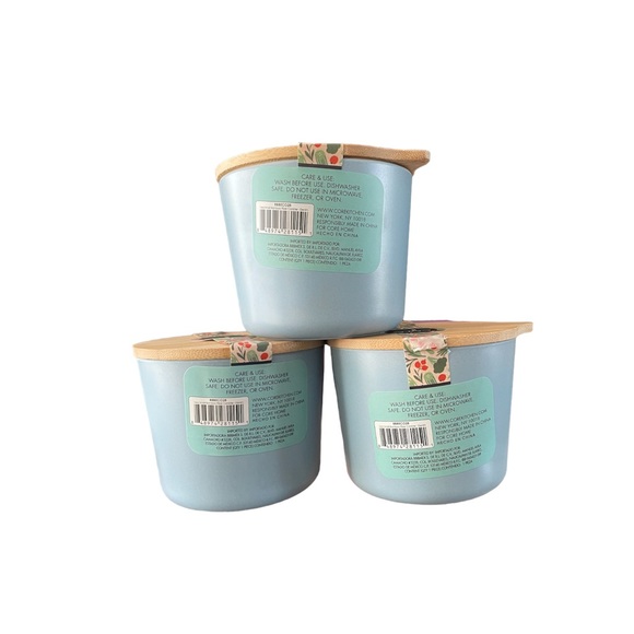 🆕 Set of 3 Kitchen Bamboo Canisters, 16 oz, Light Blue Gray - Picture 3 of 7